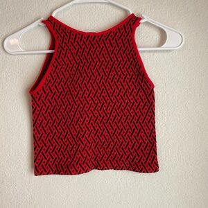 Bebe Geometric Red and Black Tank Top size S